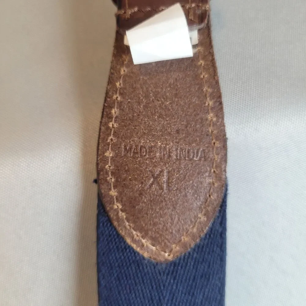 Polo Ralph Lauren Size XL Navy Blue Belt Polo Lettering Polyester Leather Trim
